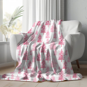 Minimalistisch Pink Weihnachtsbäume Sherpa Blanket Sherpadecke