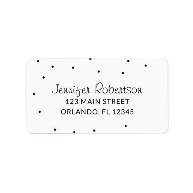 Minimalistisch Polka Dots Weiße Rücksendeadresse Adressaufkleber (Vorne)