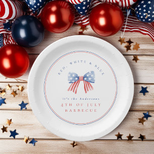 Minimalistisch Preppy USA Watercolor Bow 4. GRILLE Pappteller