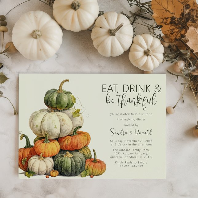Minimalistisch Pumpkin Erntedank Dinner Einladung (Von Creator hochgeladen)