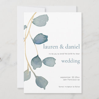 Minimalistisch QR Dusty Blue Wedding Save The Date