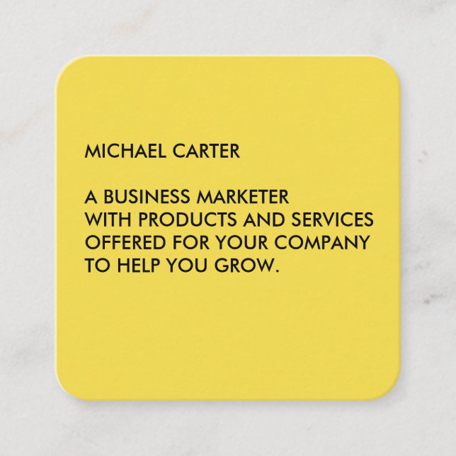 Minimalistisch Quadratische Visitenkarte (Vorderseite)