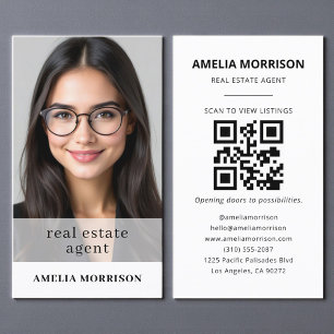 Minimalistisch Real Anwesen Agent QR Code Foto Visitenkarte