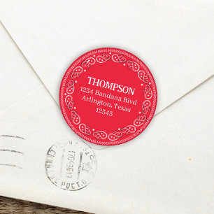 Minimalistisch Red Bandana Rücksendeadresse Runder Aufkleber