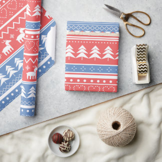 Minimalistisch Red & Blue Christmas - Einzigartige Geschenkpapier