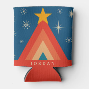 Minimalistisch Red & Blue Retro Groovy Weihnachtsb Dosenkühler