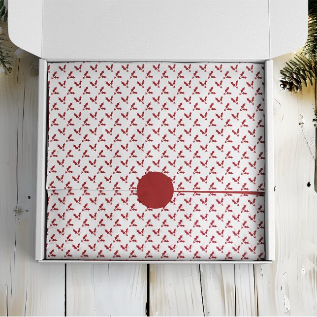 Minimalistisch Red Holly Berry zu Weihnachten Seidenpapier (Von Creator hochgeladen)