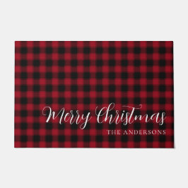 Minimalistisch Red Kariert Pattern Frohe Weihnacht Fußmatte