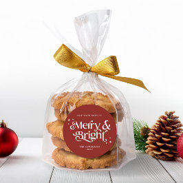 Minimalistisch Red Merry & Bright Christmas Runder Aufkleber