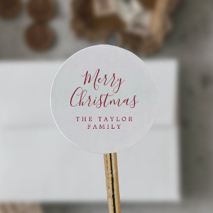Minimalistisch Red Merry Weihnachtsgeschenk Runder Aufkleber