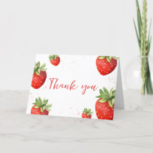 Minimalistisch Red Strawberry Baby Dusche Dankeskarte