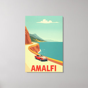 Minimalistisch Retro Amalfi Küste Italien Leinwanddruck