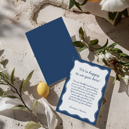 Minimalistisch Retro Blue Wedding Willkommen Dankeskarte