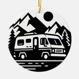 Minimalistisch Retro Camper Van Adventure Keramik Ornament