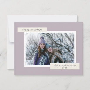 Minimalistisch Retro Pastel Lilac Custom Foto Feiertagskarte