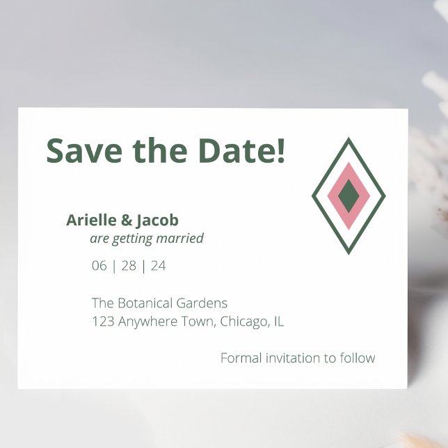 Minimalistisch Retro-Rosa und Hunter Green Save th Einladung (Von Creator hochgeladen)
