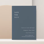 Minimalistisch Retro-Schreibmaschine Schriftart Ho Save The Date<br><div class="desc">Minimalistische Retro-Schreibmaschinentypografie Wedding Save the Date in Dusty Dark Blue</div>