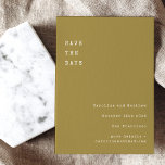 Minimalistisch Retro Schreibmaschine Schriftart We Save The Date<br><div class="desc">Minimalistische Retro-Schreibmaschine Typografie Wedding Save the Date in Gold Ochre</div>