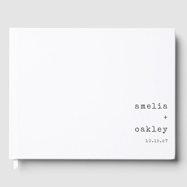 Minimalistisch Retro Schreibmaschine White Custom  Gästebuch (Vorderseite)