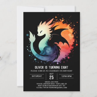 Minimalistisch Roaring Dragon Geburtstag Einladung