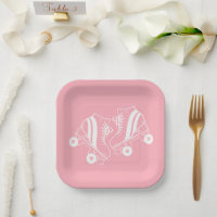 Minimalistisch Roller Skate Derby Skaten Pink
