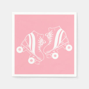 Minimalistisch Roller Skate Derby Skaten Pink Serviette
