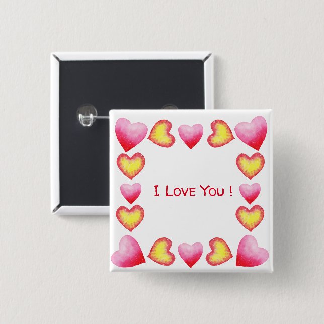 Minimalistisch  Romantisch Ich liebe dich  Valenti Button (Vorne & Hinten)