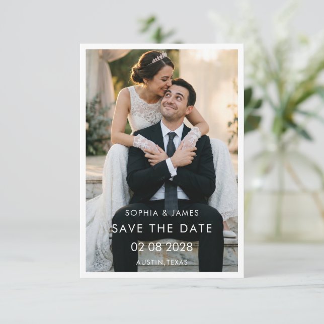 Minimalistisch Romantische Foto SAVE THE DATE (Stehend Vorderseite)