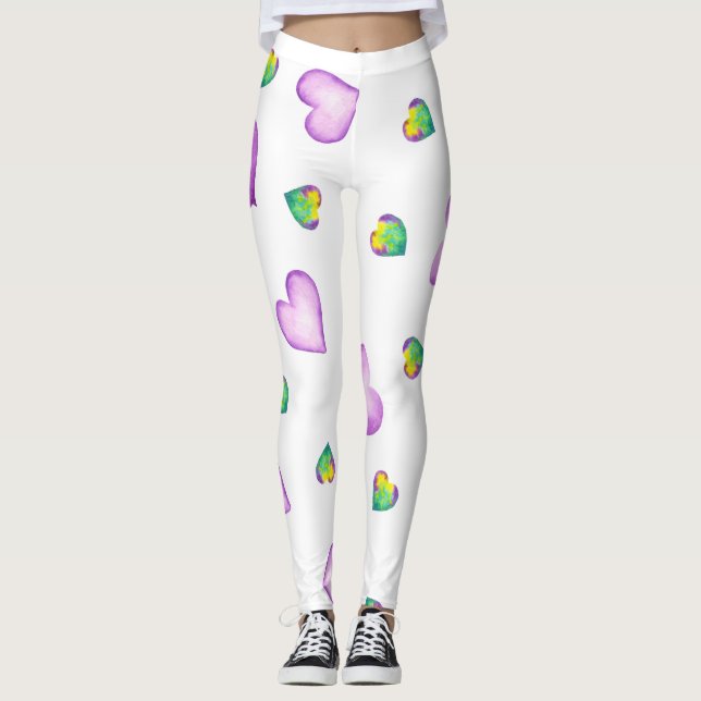 Minimalistisch Romantisches Aquarellherz Leggings (Vorderseite)