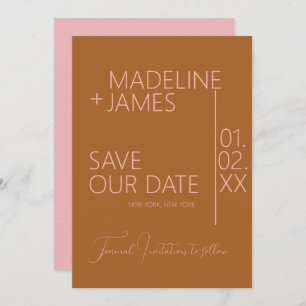 Minimalistisch rosa auf Terracotta Typ Speichern S Einladung