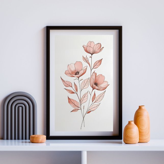 Minimalistisch rosa Blossom Botanische Kunst druck Poster (Von Creator hochgeladen)