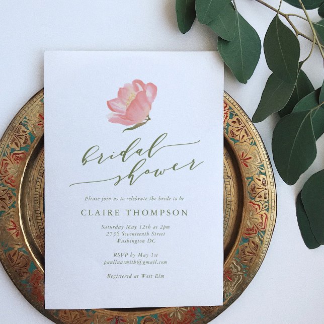 Minimalistisch rosa Blume Brautparty Einladung (Von Creator hochgeladen)