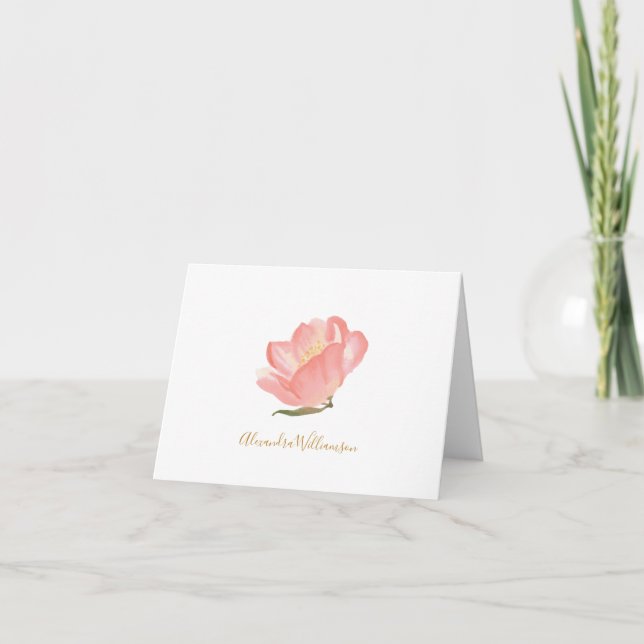 Minimalistisch rosa Blume Personalisiert Dankeskarte (Vorderseite)