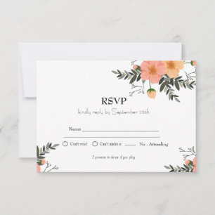 Minimalistisch rosa Blumenmuster Kindergeburtstag  RSVP Karte