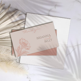 Minimalistisch-Rosa-Blumenzehen Dankeschön-Karte