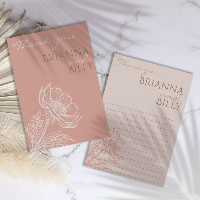 Minimalistisch-Rosa-Blumenzehen Dankeschön-Karte Dankeskarte (Von Creator hochgeladen)