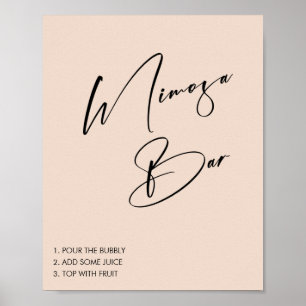 Minimalistisch Rosa Brautparty Mimosa-Bar-Schild Poster