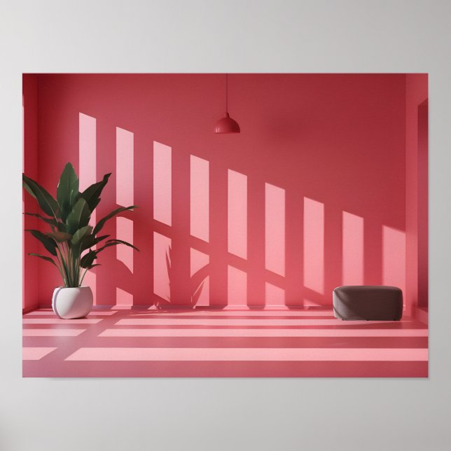 Minimalistisch rosa Farbton: Licht und Schatten Poster (Vorne)