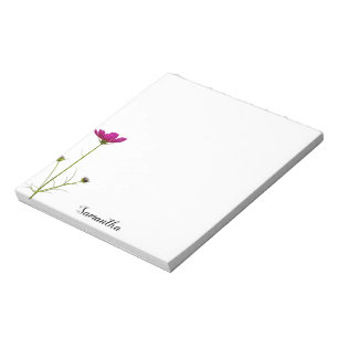 Minimalistisch rosa Floral PERSONALISIERT Notizblock
