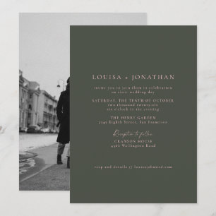 Minimalistisch-Rosa-Grün-Foto-Hochzeit Einladung