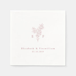 Minimalistisch-rosa-Kirschblossom-Monogramm-Kranz Serviette