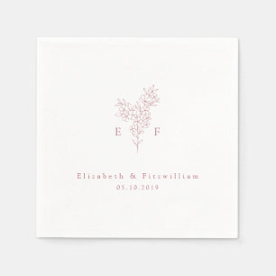 Minimalistisch-rosa-Kirschblossom-Monogramm-Kranz Serviette