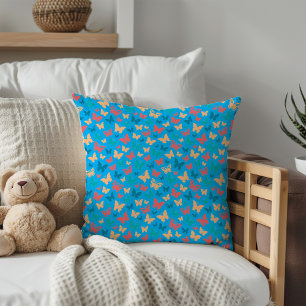 Minimalistisch Rosa Lila Turguoise Schmetterlingsm Kissen