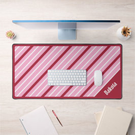 Minimalistisch rosa mit dunkelroten und weißen Str Schreibtischunterlage