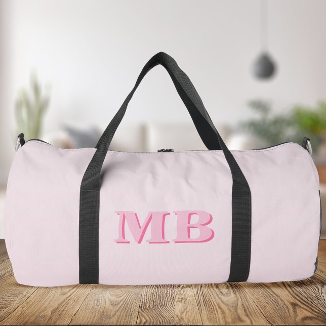 Minimalistisch rosa Modernes Anfangsmonogramm Duffle Bag (Von Creator hochgeladen)