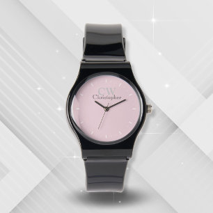 Minimalistisch rosa Monogramm Armbanduhr