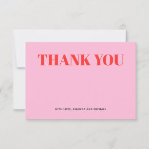 Minimalistisch Rosa und Rot Dankeskarte