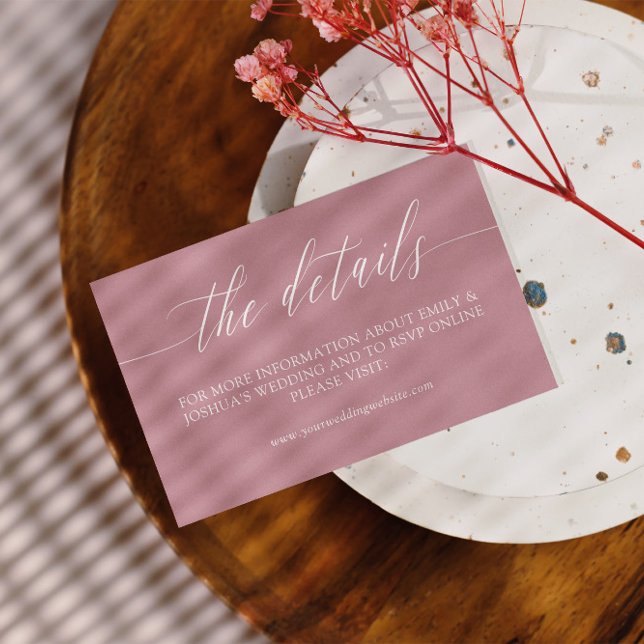 Minimalistisch-rosa-weiße Kalligrafie - Hochzeitsd Begleitkarte (Von Creator hochgeladen)