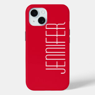 Minimalistisch Rot, Jumbo-Name iPhone 15 Hülle