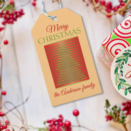 Minimalistisch, rot und grün Frohe Weihnachtsgrüße Geschenkanhänger